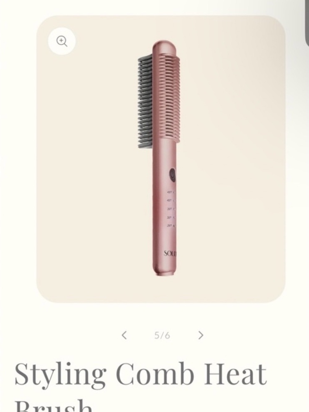 Heated Styling Comb Brush — Rose Gold